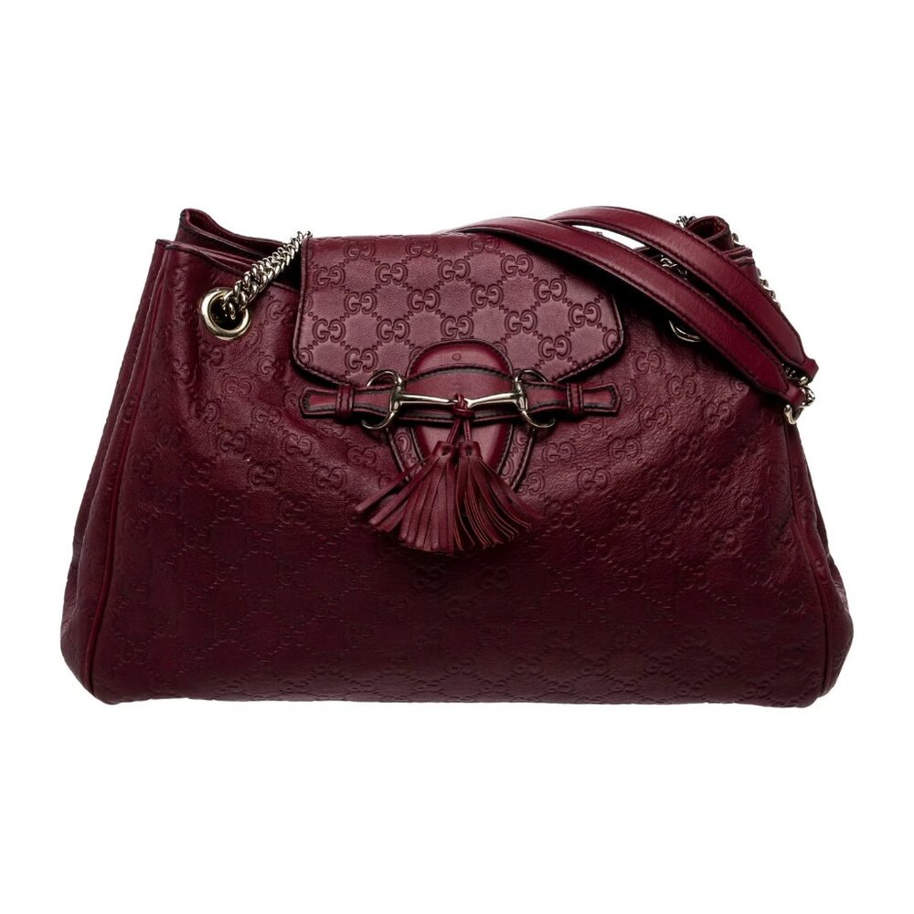Gucci Horsebit Emily Large Gucci Shoulder Bag Burgundy Leather